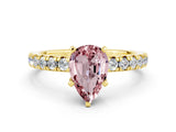 Yellow gold Pear Cut Solitaire Pave Diamond Engagement Ring with Four-Prong Setting