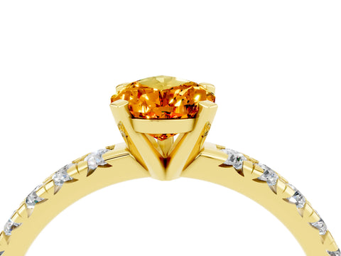 Yellow gold Pear Cut Solitaire Pave Diamond Engagement Ring with Four-Prong Setting_4