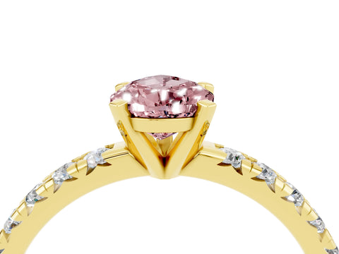 Yellow gold Pear Cut Solitaire Pave Diamond Engagement Ring with Four-Prong Setting_4