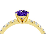 Yellow gold Pear Cut Solitaire Pave Diamond Engagement Ring with Four-Prong Setting_4