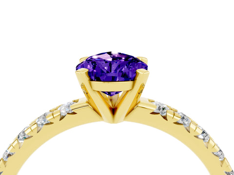Yellow gold Pear Cut Solitaire Pave Diamond Engagement Ring with Four-Prong Setting_4