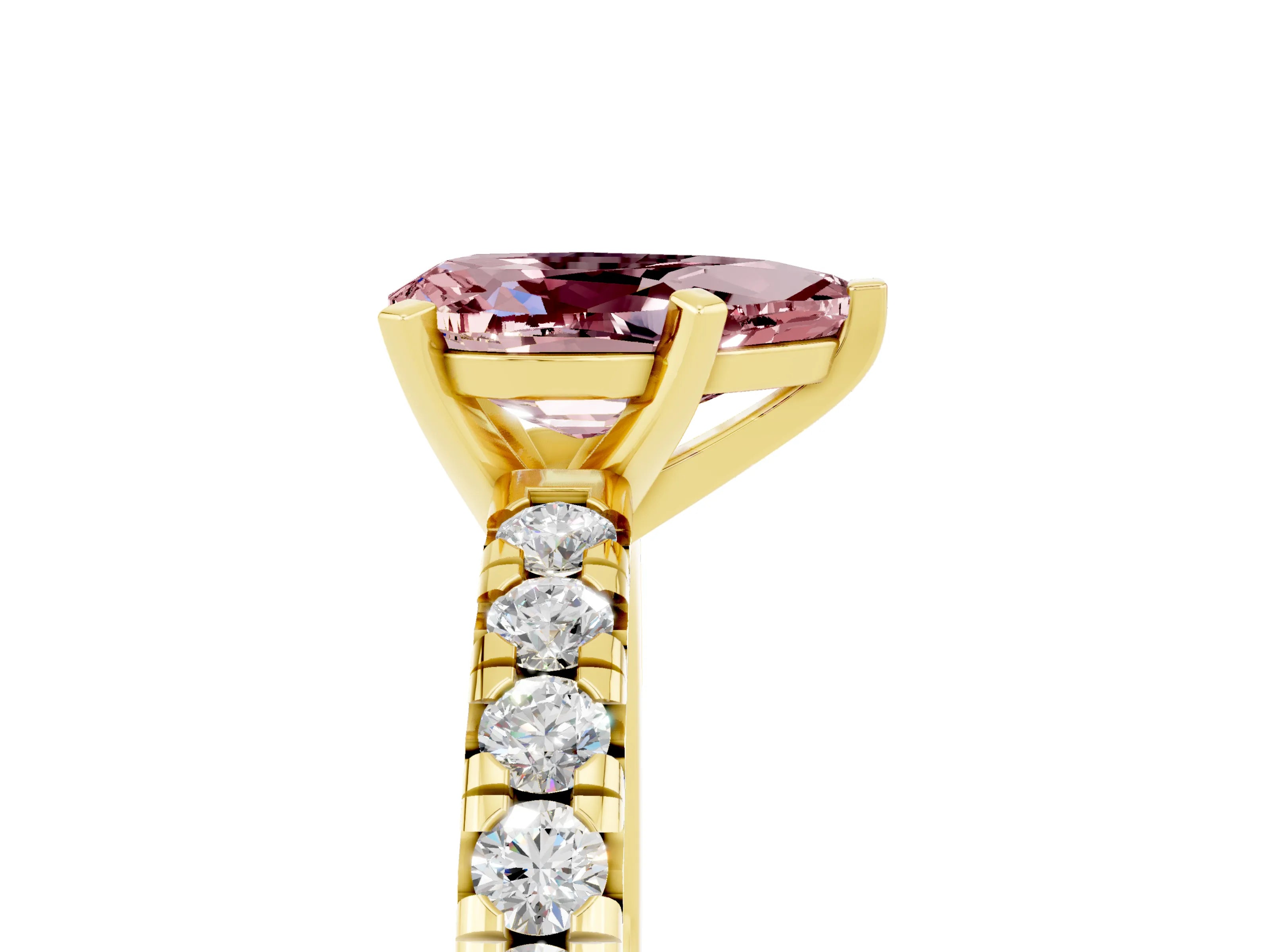 Yellow gold Pear Cut Solitaire Pave Diamond Engagement Ring with Four-Prong Setting_5