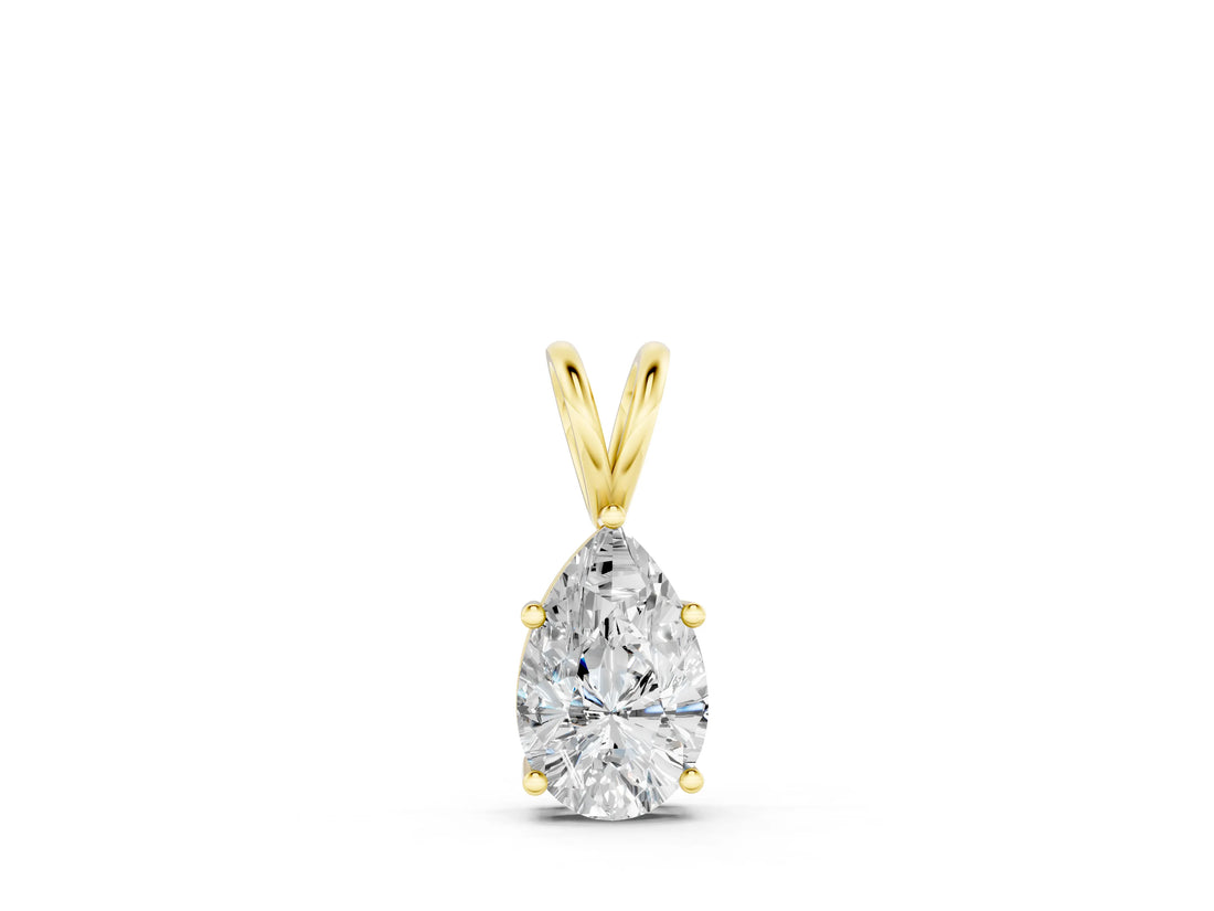 Yellow gold Pear Cut Solitaire Pendant with Three-Prong Setting_11