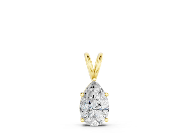 Yellow gold Pear Cut Solitaire Pendant with Three-Prong Setting