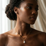 Yellow gold Pear Cut Solitaire Pendant with Three-Prong Setting_16