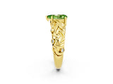 Yellow gold Pear Cut Solitaire Peridot Leaf-Inspired Vine Band Ring with Prong Setting_2