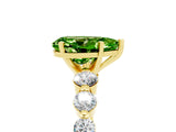 Yellow gold Pear Cut Solitaire Peridot Ring with Pave Band and Four-Prong Setting_5
