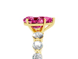 Yellow gold Pear Cut Solitaire Pink Sapphire Ring with Pave Band and Four-Prong Setting_29