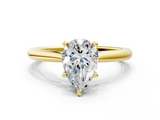 Yellow gold Pear Cut Solitaire Ring with Cathedral Band and Four-Prong Setting_123
