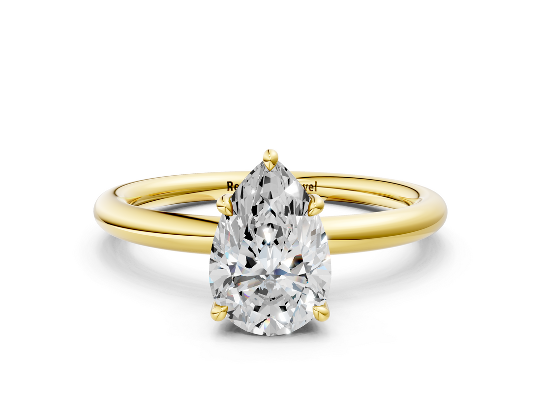 Yellow gold Pear Cut Solitaire Ring with Thin Band and Four-Prong Setting_36