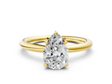 Yellow gold Pear Cut Solitaire Ring with Thin Band and Four-Prong Setting_36
