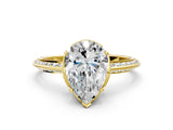 Yellow gold Pear Cut Solitaire Split Shank Pave Diamond Engagement Ring with Four-Prong Setting_13