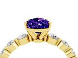 Yellow gold Pear Cut Solitaire Tanzanite Ring with Pave Band and Four-Prong Setting_4