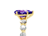 Yellow gold Pear Cut Solitaire Tanzanite Ring with Pave Band and Four-Prong Setting_5