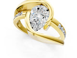 Yellow gold Pear Cut Solitaire Tension-Set Diamond Split Shank Ring_21