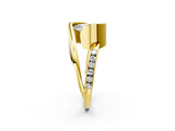 Yellow gold Pear Cut Solitaire Tension-Set Diamond Split Shank Ring_22