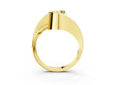 Yellow gold Pear Cut Solitaire Tension-Set Diamond Split Shank Ring_23