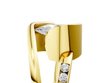 Yellow gold Pear Cut Solitaire Tension-Set Diamond Split Shank Ring_25