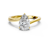 Yellow gold Pear Cut Solitaire Twist Band Ring with Four-Prong Setting_50