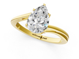 Yellow gold Pear Cut Solitaire Twist Band Ring with Four-Prong Setting_51