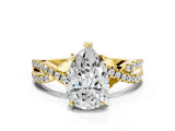 Yellow gold Pear Cut Solitaire Twist Pave Diamond Engagement Ring with Prong Setting_15