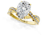 Yellow gold Pear Cut Solitaire Twist Pave Diamond Engagement Ring with Prong Setting_16