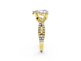 Yellow gold Pear Cut Solitaire Twist Pave Diamond Engagement Ring with Prong Setting_17