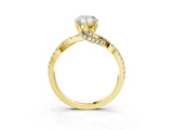Yellow gold Pear Cut Solitaire Twist Pave Diamond Engagement Ring with Prong Setting_18