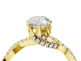 Yellow gold Pear Cut Solitaire Twist Pave Diamond Engagement Ring with Prong Setting_19
