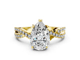 Yellow gold Pear Cut Solitaire Twist Pave Diamond Engagement Ring with Prong Setting_39