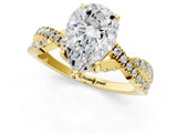 Yellow gold Pear Cut Solitaire Twist Pave Diamond Engagement Ring with Prong Setting_40