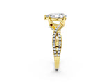 Yellow gold Pear Cut Solitaire Twist Pave Diamond Engagement Ring with Prong Setting_41