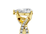 Yellow gold Pear Cut Solitaire Twist Pave Diamond Engagement Ring with Prong Setting_44