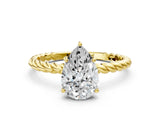 Yellow gold Pear Cut Solitaire Twisted Band 4-Prong Ring_15