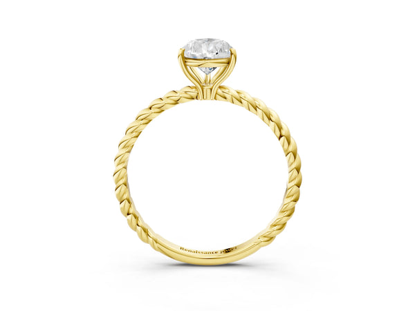 Yellow Gold Pear-Shaped Twisted Solitaire Engagement Ring Setting with Plain Rope Band