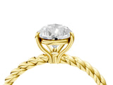 Yellow gold Pear Cut Solitaire Twisted Band 4-Prong Ring_19