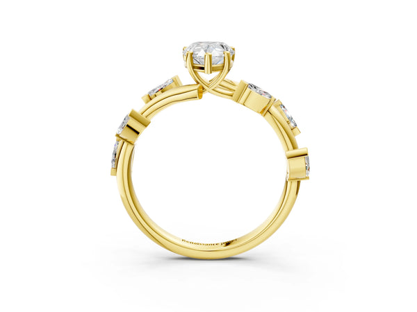 Yellow Gold Pear-Shaped Marquise Accent Twisted Engagement Ring Setting