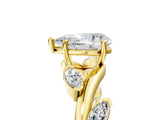 Yellow gold Pear Cut Solitaire Twisted Band Marquise Accent Prong Setting Ring_8