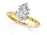 Yellow gold Pear Cut Solitaire Twisted Band with Four-Prong Setting_125