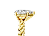 Yellow gold Pear Cut Solitaire Twisted Band with Four-Prong Setting_129