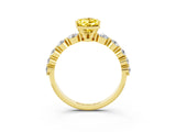 Yellow gold Pear Cut Solitaire Yellow Sapphire Ring with Pave Band and Four-Prong Setting_27