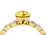Yellow gold Pear Cut Solitaire Yellow Sapphire Ring with Pave Band and Four-Prong Setting_28