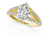 Yellow gold Pear Cut Split Shank Pave Diamond Engagement Ring with Four-Prong Setting_29