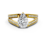 Yellow gold Pear Cut Split Shank Pave Diamond Ring with Four-Prong Setting_32