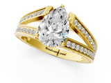 Yellow gold Pear Cut Split Shank Pave Diamond Ring with Four-Prong Setting_33