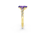 Yellow gold Pear Cut Tanzanite Cluster Side Stone Solitaire Ring with Prong Setting_26