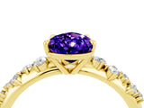 Yellow gold Pear Cut Tanzanite Cluster Side Stone Solitaire Ring with Prong Setting_28