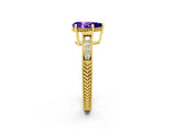 Yellow gold Pear Cut Tanzanite Engagement Ring with Milgrain Channel Set Band and Prong Setting_2