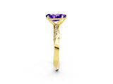 Yellow gold Pear Cut Tanzanite Engagement Ring with Side Stone Accents and Four-Prong Setting_62
