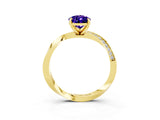 Yellow gold Pear Cut Tanzanite Engagement Ring with Side Stone Accents and Four-Prong Setting_63